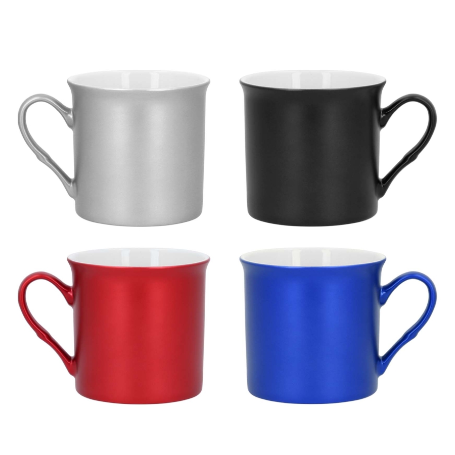 TAZA DE CERÁMICA CON ASA Y ACABADO METALIZADO F0555