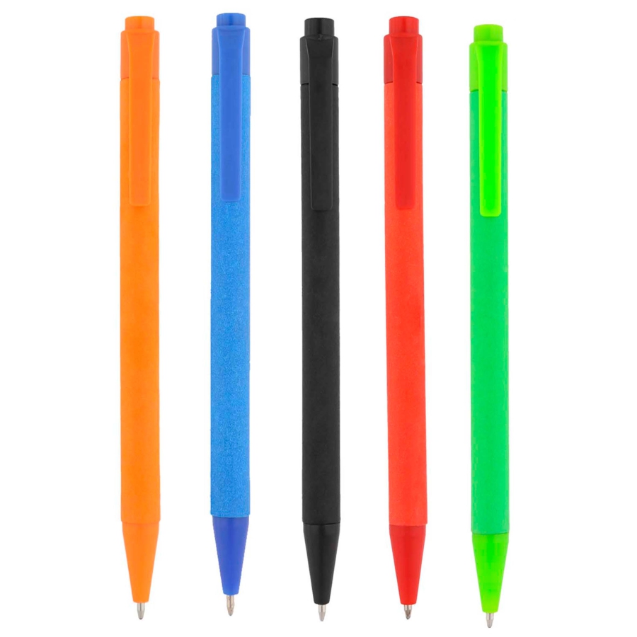 BOLÍGRAFO DE CARTÓN DE COLORES CON CLIP DE PLÁSTICO. F0271