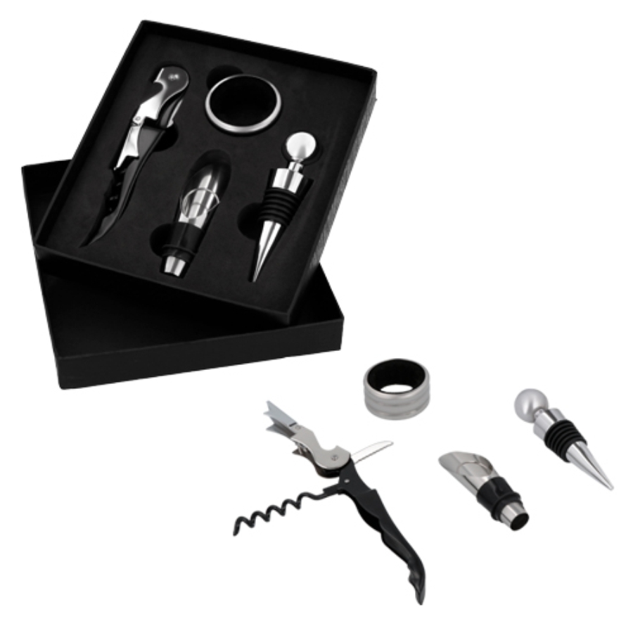 SET DE VINOS CON 4 ACCESORIOS F0490