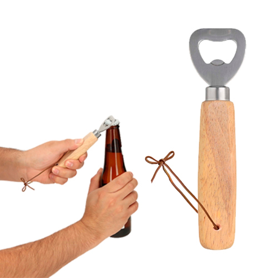 DESTAPADOR CON MANGO DE MADERA Y CORDÓN F0517