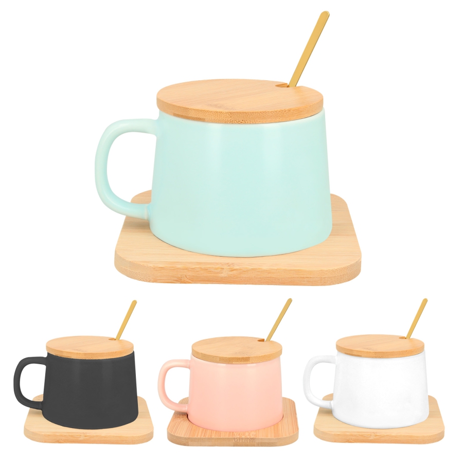 TAZA DE CERÁMICA CON CUCHARA DE ACERO INOXIDABLE F0526